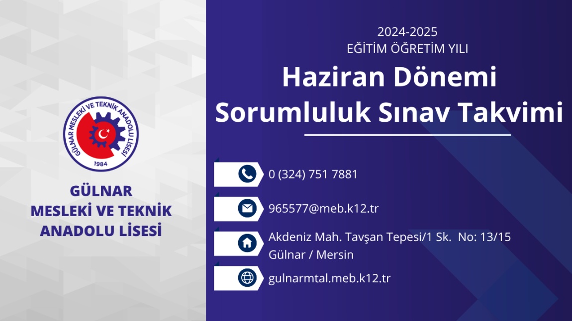 2024-2025 Eğitim Öğretim Yılı Haziran Dönemi Sorumluluk Sınav Takvimi